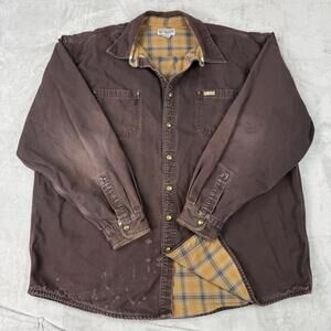 VTG Carhartt S96 Flannel Lined Heavy Overshirt Jacket  Men 2XL Tall Faded Caves